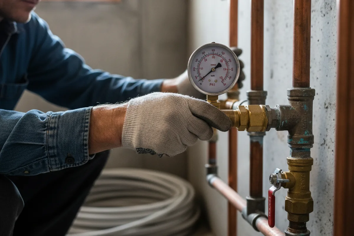 Pressure testing a repaired line during Water Line Repair in Whitleyville